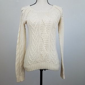GAP Women's Cable Knit Cream Sweater Size XS